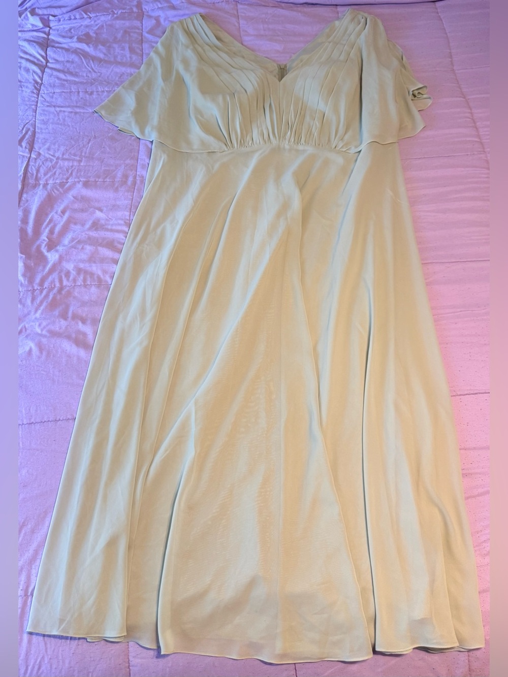 JJs House Sage Flutter-Sleeve Bridesmaid Gown